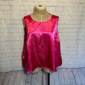 Vintage Satin Barbie Pink Sleeveless Women's Top 20 wide